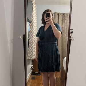 Short Teal Green Wrap Dress